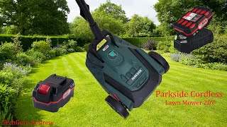 Parkside Cordless Lawn Mower 20V PRMHA 20Li A1 REVIEW [upl. by Nannah762]