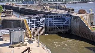 Mississippi River lock and Dam 19 Keokuk Iowa on August 16th 2021 we have a Kayak using the lock [upl. by Yenahteb]