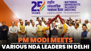 PM Modi meets various NDA leaders in Delhi [upl. by Nylasor472]