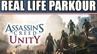 Assassins Creed Unity Comic Con Trailer Parkour Course And Real Life Leap Of Faith [upl. by Mharba922]