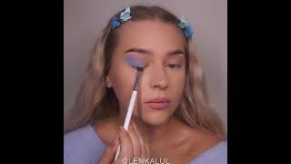 Light blue makeup with butterfly eyeliner with me lenkalul [upl. by Rigby]