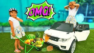 GISELE amp CLAUDIA PRETEND PLAY WITH FRUIT COLORS IN GARDEN FUNNY VIDEO EDUCATIONAL By LAS RATITAS [upl. by Sivaj]