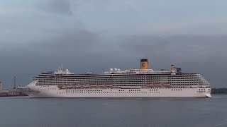 Cruise Ship Costa Mediterranea departing Southampton Ocean Cruise Terminal for Le Havre 050618 [upl. by Yecram]