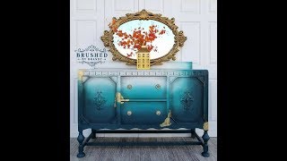 How to Transform a Plain Buffet with aTeal paint blend and Gold Leaf [upl. by Ainaled]