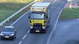 Renault Sport Racing MercedesBenz Actros DAF XF SCANIA  FullHD  trucks spotters [upl. by Aciretehs]