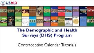 DHS Contraceptive Calendar Tutorial Part 2 Data Structure of the Contraceptive Calendar [upl. by Ahtebat]