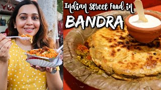 Favorite INDIAN STREET FOOD in Mumbai  Bandra  Parathas Desi Chinese amp more [upl. by Oisorbma765]