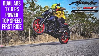 TVS Apache RTR 160 4V Dual ABS 176 PS Power  First Ride Review  GTT Demo [upl. by Nahtanohj]