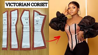 VICTORIAN CORSET Pattern drafting tutorial  Beginners friendly [upl. by Dworman]