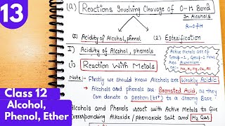 13 Reaction of Alcohol Phenol with metals Reactions of Alcohols breaking OH bond Class12 neet [upl. by Ayra]