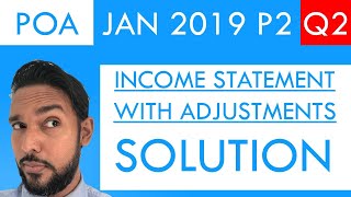 PoA  Jan 2019 P2 Q2  Solutions  Income Statements with Adjustments [upl. by Bernete738]