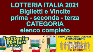 LOTTERIA ITALIA 2020 Biglietti Vincenti Prima Seconda Terza Categoria  LOTTERIA 6 GENNAIO 2021 [upl. by Leanora68]