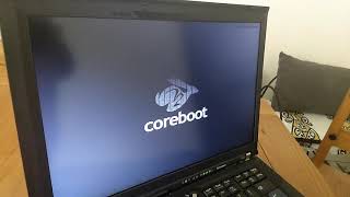 thinkpad t400 coreboot SeaVGABIOS seabios booting debian linux and windows 10 [upl. by Gnanmas]