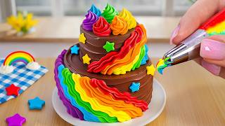 Rainbow Buttercream Cake Decorating  Satisfying Birthday Cake Flower Design [upl. by Slavin206]