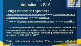 Second Language Acquisition Input Interaction Output Theories [upl. by Sonia]