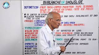 AVALANCHE OR SNOWSLIDE Defination Causes Types Impact Part50 By SS Ojha Sir [upl. by Assyli495]