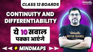 Continuity and Differentiability Class 12 Maths  10 Most Important Questions  Board Exam 2024 [upl. by Mohandas]