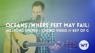 Oceans Where Feet May Fail  Hillsong United  Chord video key of G acoustic [upl. by Alleb]