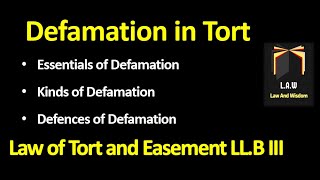 Defamation in Tort  Law of Torts and Easement [upl. by Lundberg]