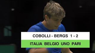 Coppa Davis 2024 Flavio Cobolli lotta due set ma poi evapora contro Bergs ItaliaBelgio 11 [upl. by Matlick]