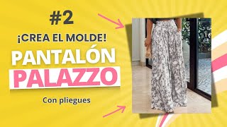 Cómo hacer el MOLDE del PANTALÓN PALAZZO con PLIEGUES Tutorial 2 Premium Academy [upl. by Lerraf]