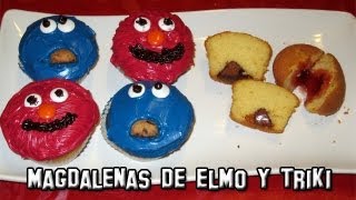 ✔ Recetas de Cocina  Como Hacer Magdalenas decoradas Elmo y Triki  Cupcakes [upl. by Tnairb217]