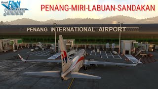 TRANSIT FLIGHT MAS AIRLINES  PENANG  MIRI  LABUAN  SANDAKAN  MFS MALAYSIA 2024 [upl. by Gulick]