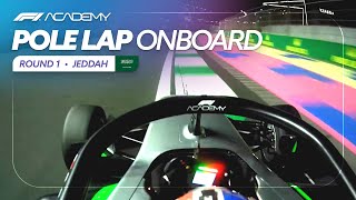 Go Onboard With Doriane Pins Pole Lap  Jeddah 2024  F1 Academy [upl. by Cline854]