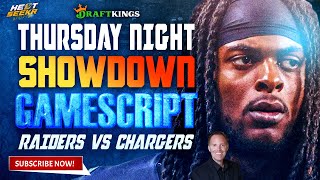 RAIDERS VS CHARGERS  TNF THURSDAY NIGHT DRAFTKINGS SHOWDOWN  2023 NFL WEEK 15 DFS GAMESCRIPT [upl. by Ruben117]