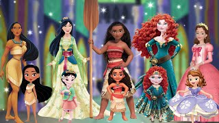 Five Popular Disney Princesses Songs for Kids  Disney Princess Pocahontas Mulan Moana Merida Sofia [upl. by Braun]