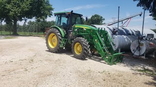 John Deere 6120E Hustling Bales Of Gold [upl. by Nalat43]