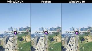 Benchmark GTA V  WineDXVK vs Steam PlayProton vs Windows 10 [upl. by Kameko]