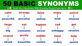 50 Basic Synonym Words in Everyday English [upl. by Scott]