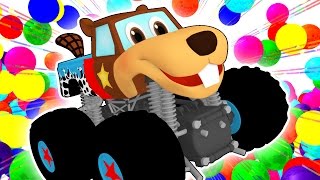 SUPER CIRCUS 3D Monster Trucks  Toy Truck Color Ball Pit  Busy Beavers Teach ABCs Colours Shapes [upl. by Nynnahs151]