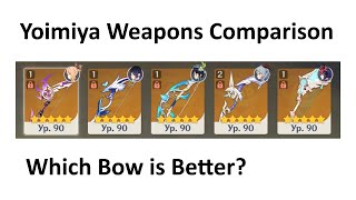 Yoimiya Bows Comparison Thundering Pulse  Aqua Simulacra  Amos  Skyward  Elegy [upl. by Enelhtac]