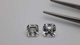 5A White CZ Asscher cut stones VS EF white Moissanite Asscher Cut Gemstones [upl. by Danie]