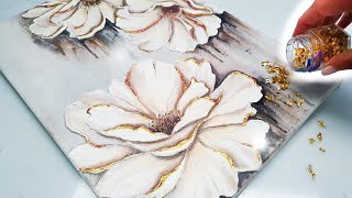 MUST SEE Texture EASY Technique YOU Can Try  DIY Flower Art  Gold Leaf  AB Creative Tutorial [upl. by Adekam]