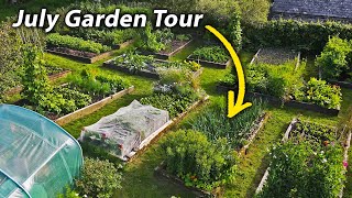 Vegetable Garden Tour  July in our Organic and Permaculture Inspired No Dig Vegetable Garden [upl. by Atnoved]