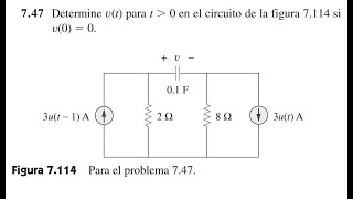 Ejercicio 747  Circuito RC Escalon Unitario  Fundamentos de circuitos Eléctricos Sadiku [upl. by Ker]