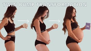 twin pregnancy bump transformation  5 weeks to postpartum week by week belly growth [upl. by Lehar]