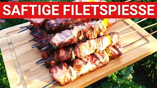 ♨️ GRILLBLITZ Saftige Filet Spieße blitzschnell vom Gasgrill BBQ Tutorial Schweinefilet Lende [upl. by Bringhurst]