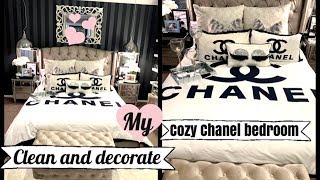 CLEAN AND DECORATE WITH ME  COZY GLAM CHANEL BEDROOM [upl. by Monteith]