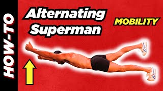 HOW TO Alternating Superman Strengthen Back Activate Glutes amp Stretch Hip Flexors [upl. by Ecinrev304]