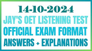 OET LISTENING TEST 14102024 oet oetexam oetnursing oetlisteningtest [upl. by Remled401]