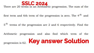 There are 20 terms in an Arithmetic progression The sum of the first term and 6th term of the prog [upl. by Enrique47]