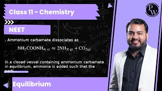 Ammonium carbamate dissociates as NH2COONH4 s⇋ 2 NH3 gCO2g In a closed vessel [upl. by Aisul]