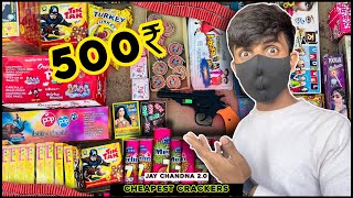 DIWALI CRACKERS STASH IN 500 ₹  cheapest crackers  diwali 2023 jaychandna [upl. by Rramahs]