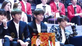 161202 BTS방탄소년단 reaction to GFRIEND여자친구 amp SEVENTEEN세븐틴  Adore U  VERY NICE MAMA [upl. by Cruz]