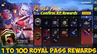 A5 ROYAL PASS  1 TO 100 RP REWARDS  ACE 5 ROYAL PASS LEAKS A5 ROYAL PASS PUBGBGMI [upl. by Oicram]