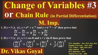 Change of Variables 3 in Hindi Mimp Partial Differentiation Engineering Mathematics [upl. by Tiffanle]